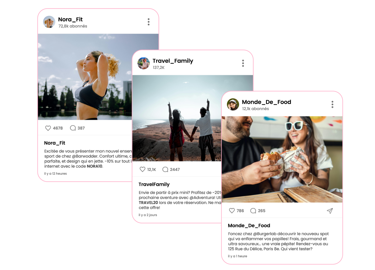 3 Publications d'influenceurs sur instagram